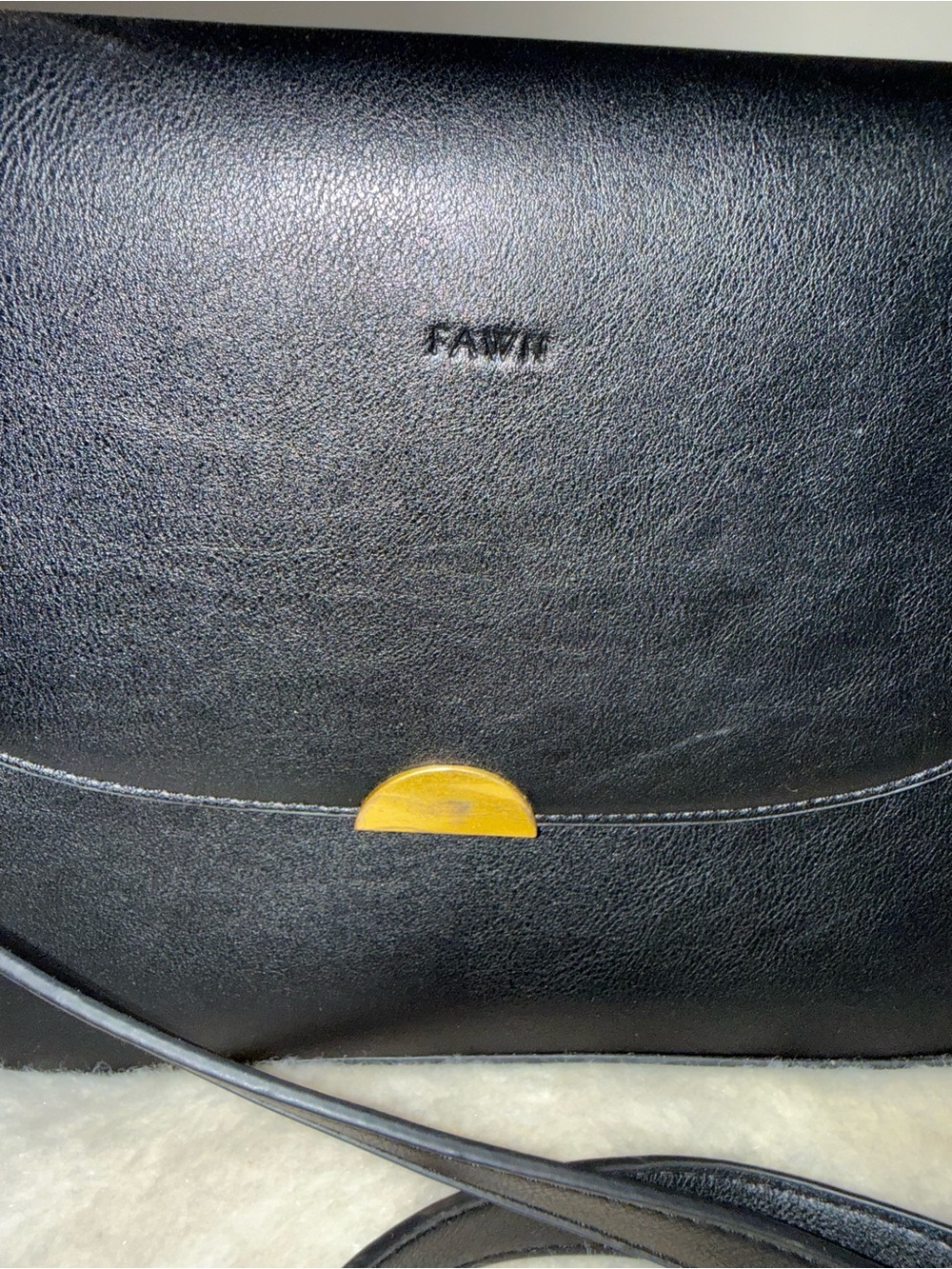 Fawn Design Black Crossbody Bag with Gold Accent